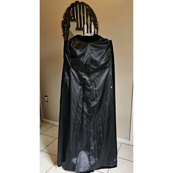 Candi Wrap Vintage 70s Lined Black Velvet Maxi Opera Coat USA Whimsigoth Goth S - Picture 9 of 12